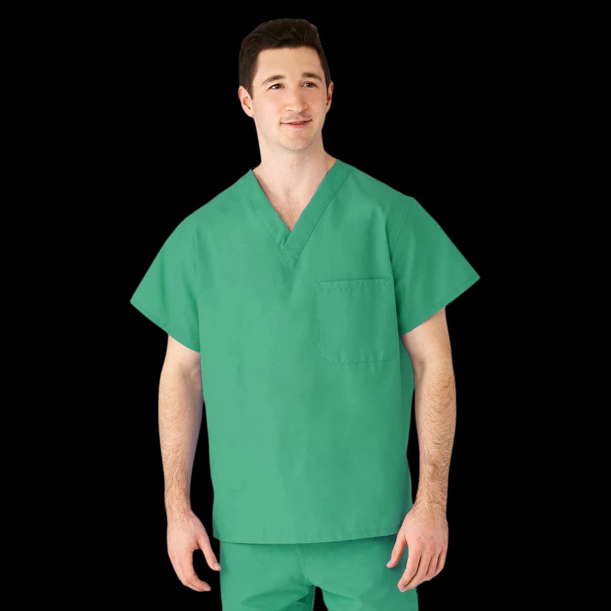 Medline M610N Reversible V-Neck Scrub Shirt, Adult, Small, Jade - Shirt Scrub Reversible V-Neck - Image 1