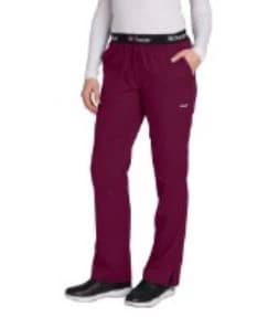 Grey's Anatomy Scrub Pant Logo Waistband, Women's, Medium, Wine, Drawstring Closure, 3 Pockets - Scrub Pant Logo Waistband - Image 1
