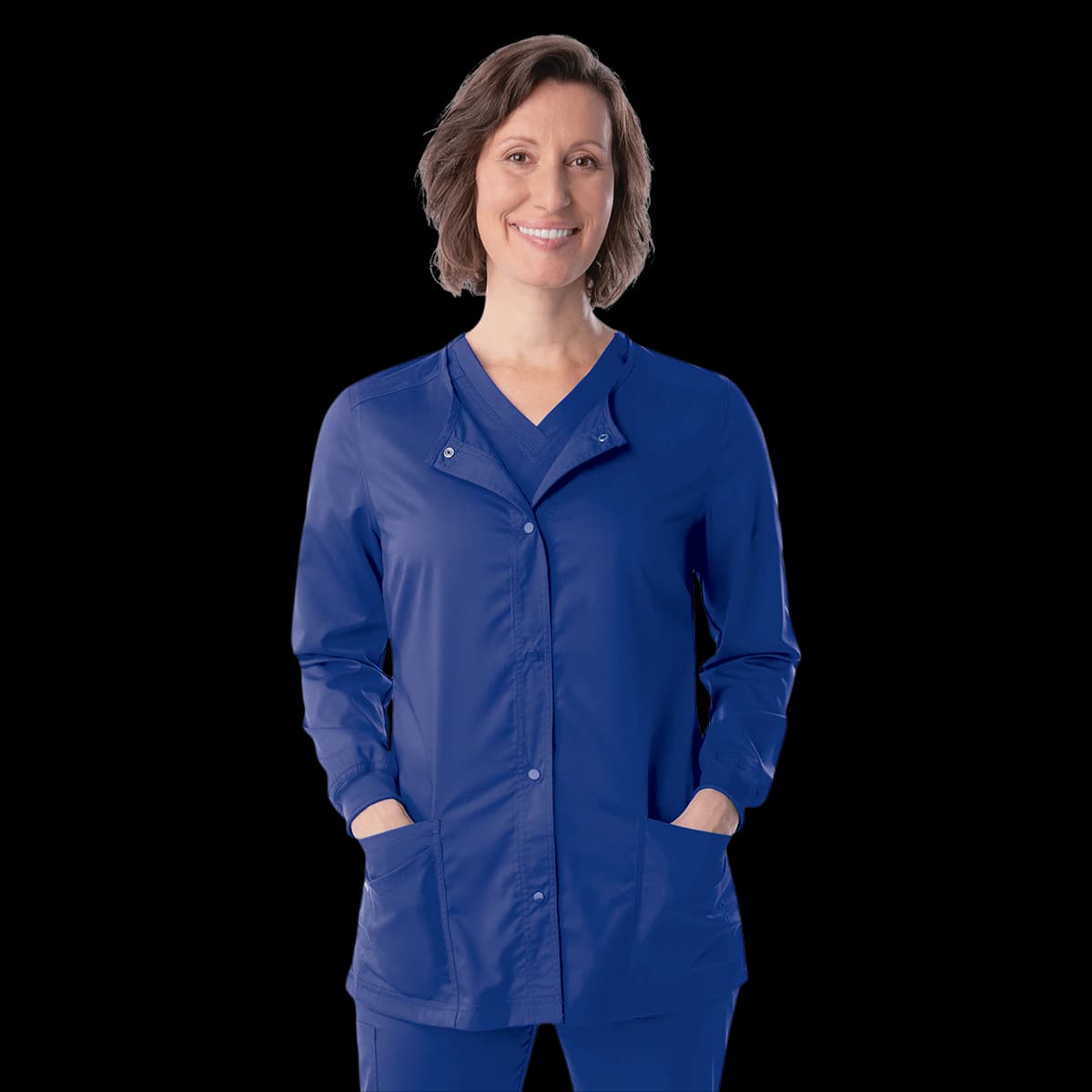Proflex Warm-Up Jacket, Women's, Snap Front, 3 Pockets, 4X Large, Galaxy Print, Landau Uniforms - Proflex Snap Front Jacket - Image 1