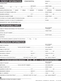 Chart Dental Patient Info/History Registration Forms, 2-Sided, English, White, Black Ink, 8.5 x 11 in, Adult, 100/Pk - Chart Dental Patient Info/Hist - Image 1