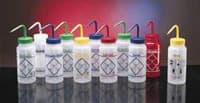 Fisherbrand Polyethylene Wash Bottle, Labeled 'Bleach', Color Coded, 6/Package - Bottle Wash Labeled:bleach - Image 1