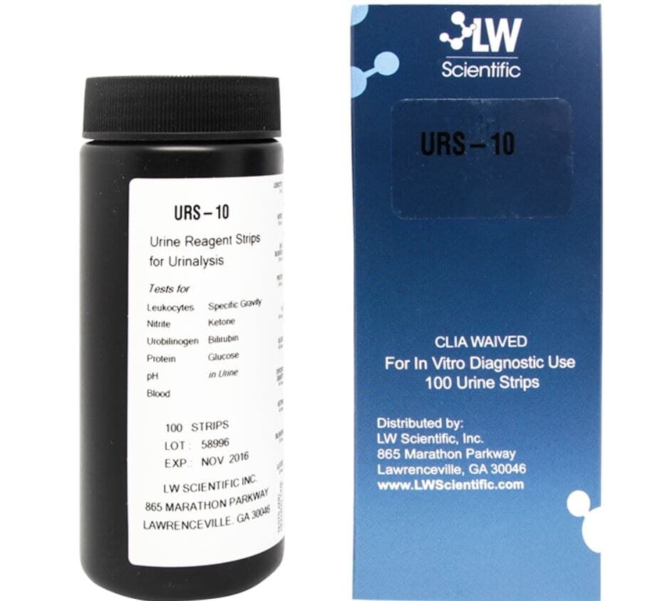 LW Scientific Urine Reagent Test Strips, 100 Strips/Bottle, 12 Bottles/Case - Urine Reagent Test Strips - Image 1