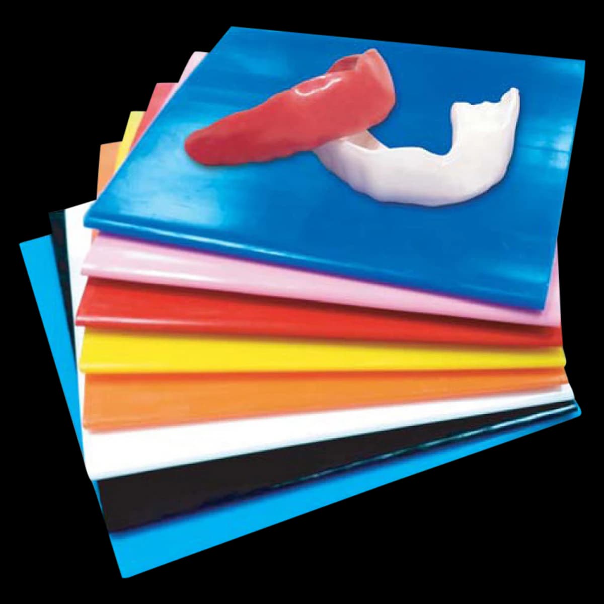 Buffalo Dental .160" EVA Mouthguard & Tray Material, Black, 5" x 5" Sheets, Pack of 12 - .160" EVA Mouthguard Material Black Pack of 12 - Image 1