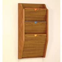 Chart Holder, Privacy, 3-Pocket, Medium Oak, 14x24x3.75 in, Each - Chart Holder Priv 3-Pckt MdOak - Image 1