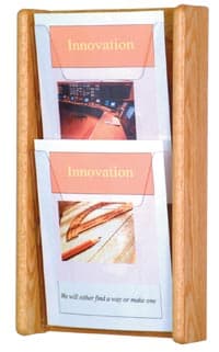 Stance Wall Magazine Display, 2 Pockets, Light Oak Wood/Acrylic, 19 in x 11 in x 3 in - Mag Rack 2-Pckt Lt Oak Acrylic - Image 1
