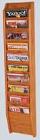 Cascade Wall Magazine Display, 10 Pockets, Medium Oak, 10.5 in x 48 in x 3.75 in, Each - Magazine Rack 10PktWallMt MOak - Image 1