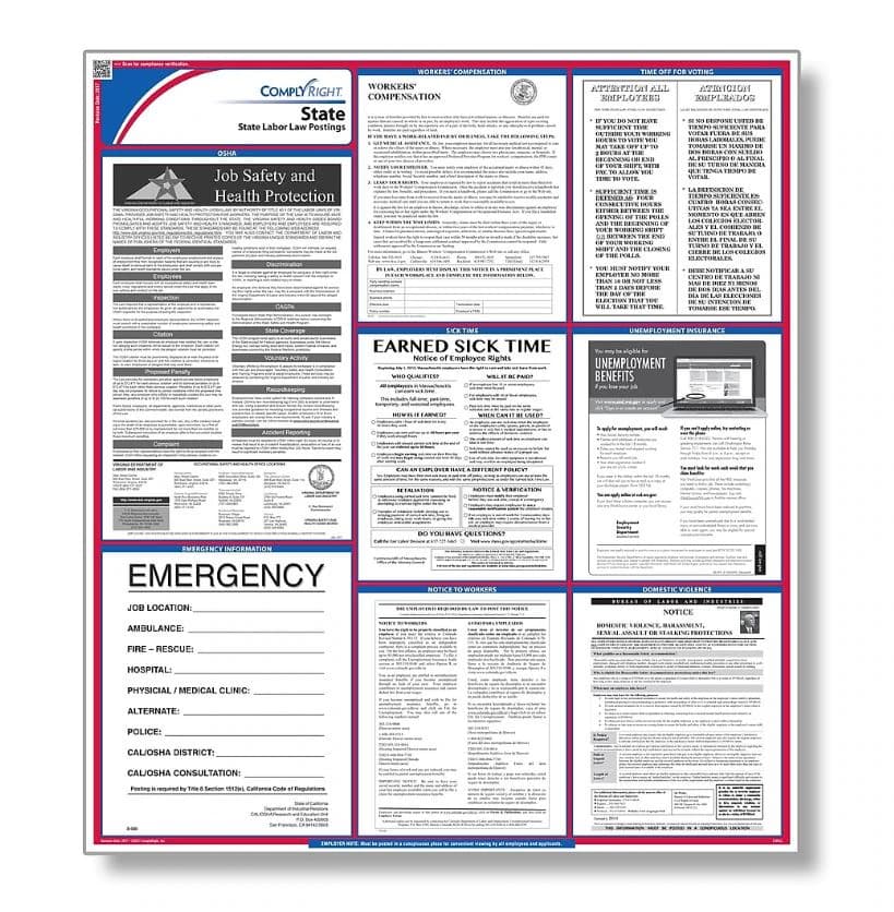 Comply Right State Labor Law Poster, Florida, English, 27 in x 39 in, 100 Lb Gloss Stock - Poster State Labor Law - Image 1