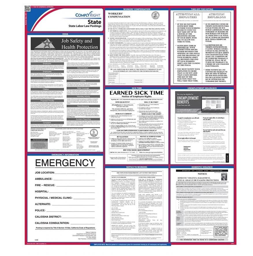 Comply Right State Labor Law Poster, Rhode Island, English, 27 in x 39 in, 100 lb Gloss Stock - Poster State Labor Law - Image 1