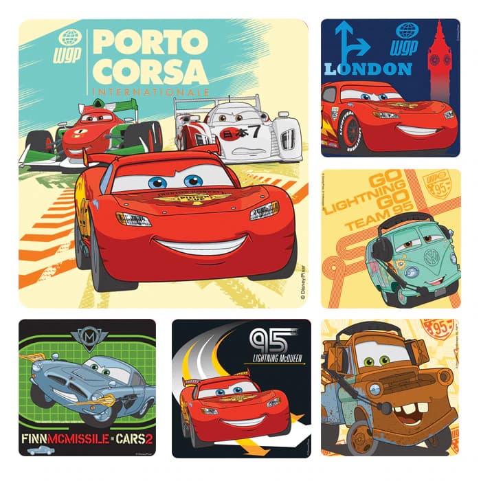 Sherman Specialty Disney Cars 2 Stickers, 2.5" Assorted Designs, 100/Roll, PS464 - Disney Cars 2 Stickers - Image 1