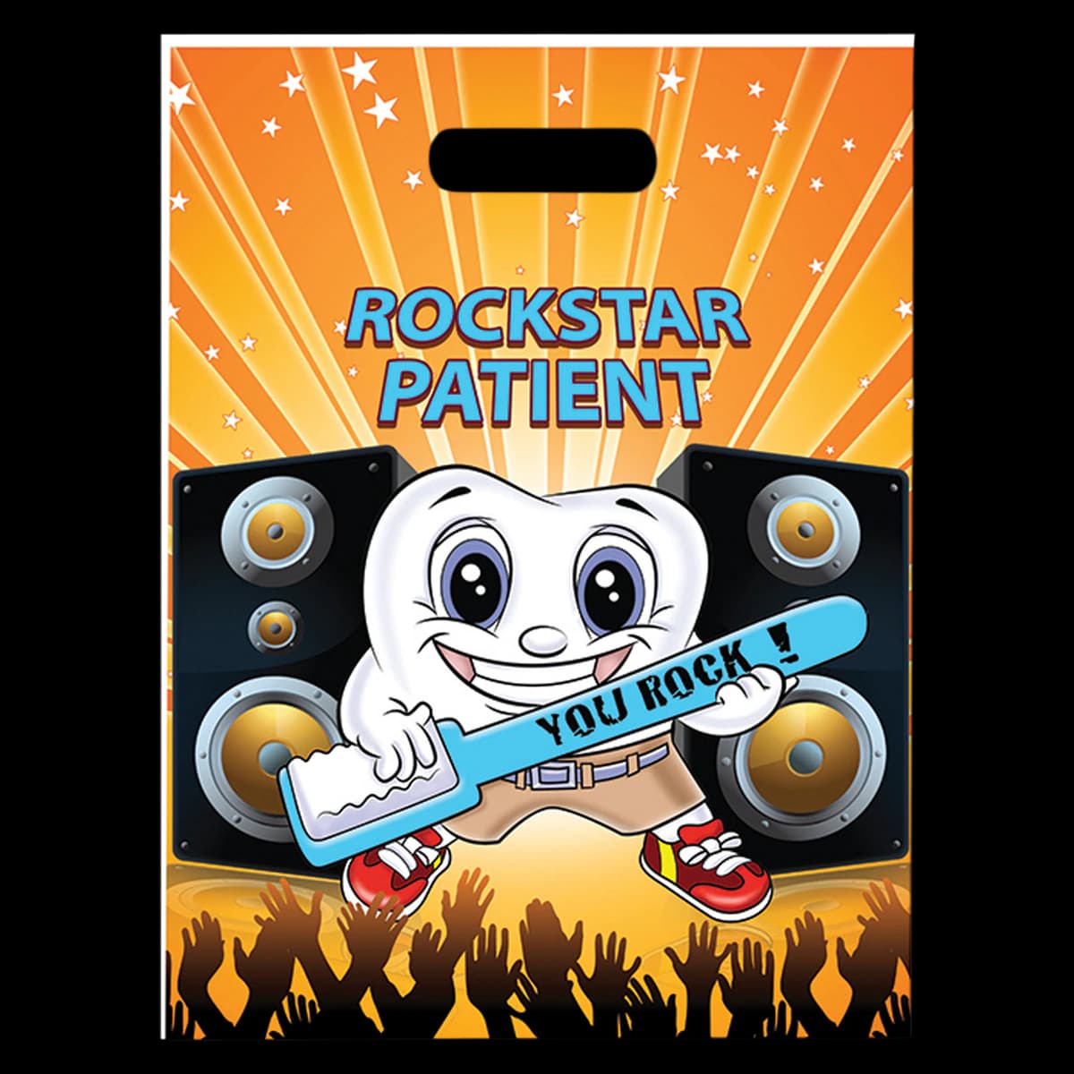 Sherman Specialty Rockstar Full Color Patient Bags, 9" x 13", 250/Pkg, 99F56 - Rockstar Bags Pack of 250 - Image 1