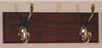 Coat Rack, Mahogany Wood with 2 Nickel Hooks, 12 in x 3.5 in x 4.5 in, Each - Coat Rack 2 Nickel Hooks - Image 1