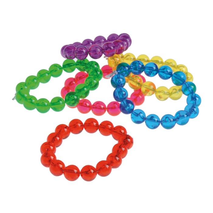 Colorful Bead Bracelets, 9 mm Plastic Beads, Assorted Colors, 36/Pack, JV419 - Colorful Bead Bracelets (36) - Image 1