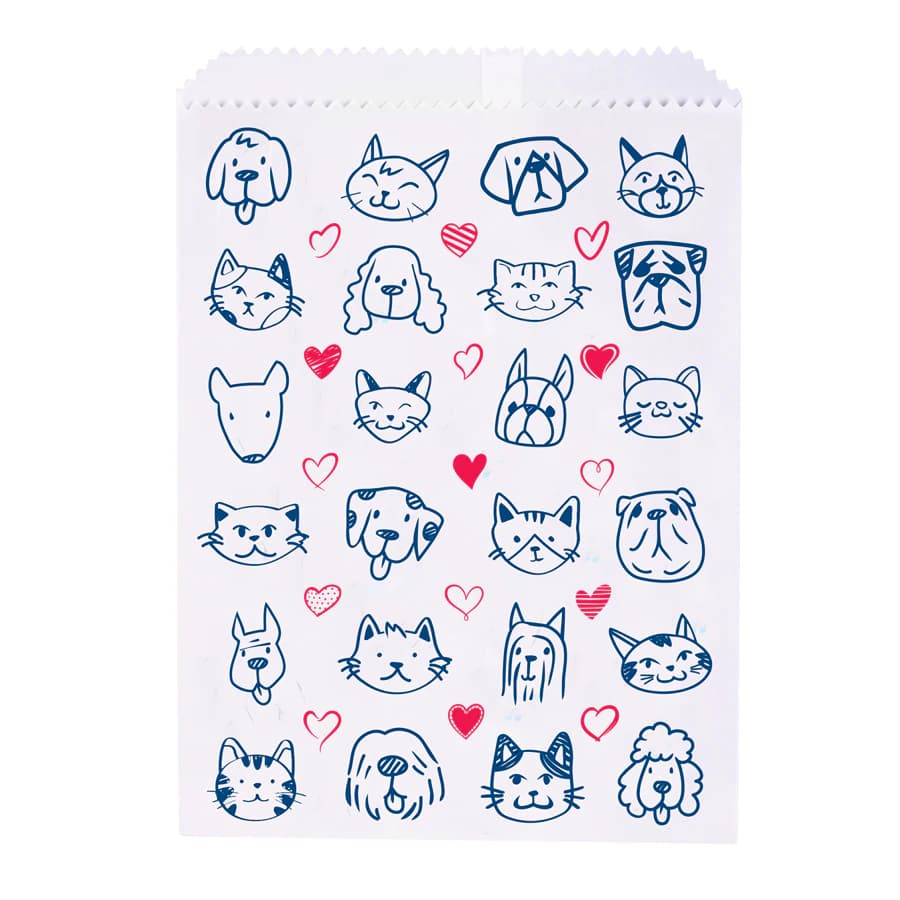 Sherman Specialty Paper Scatter Bags, Dogs & Cats Design, 7.5" x 10", 100/Pack, S8653 - Paper Bag Dogs and Cats 7.5" x 10" Pack of 100 - Image 1