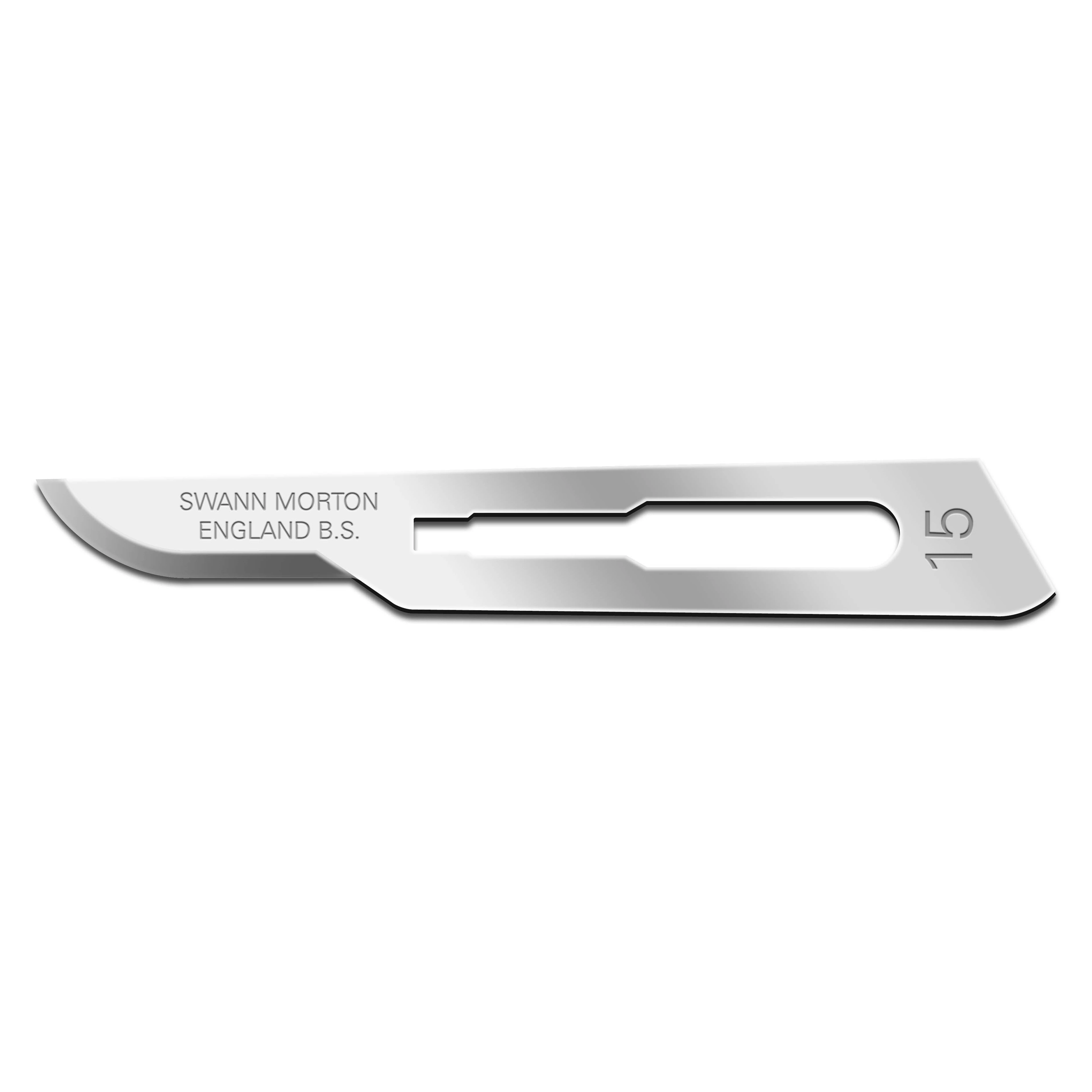Swann Morton No. 15 Carbon Steel Surgical Blade, Sterile, Fits Size 3 Handle, 100/Box, 00SM15 - Swann Morton No 15 Surgical Blades - Image 1