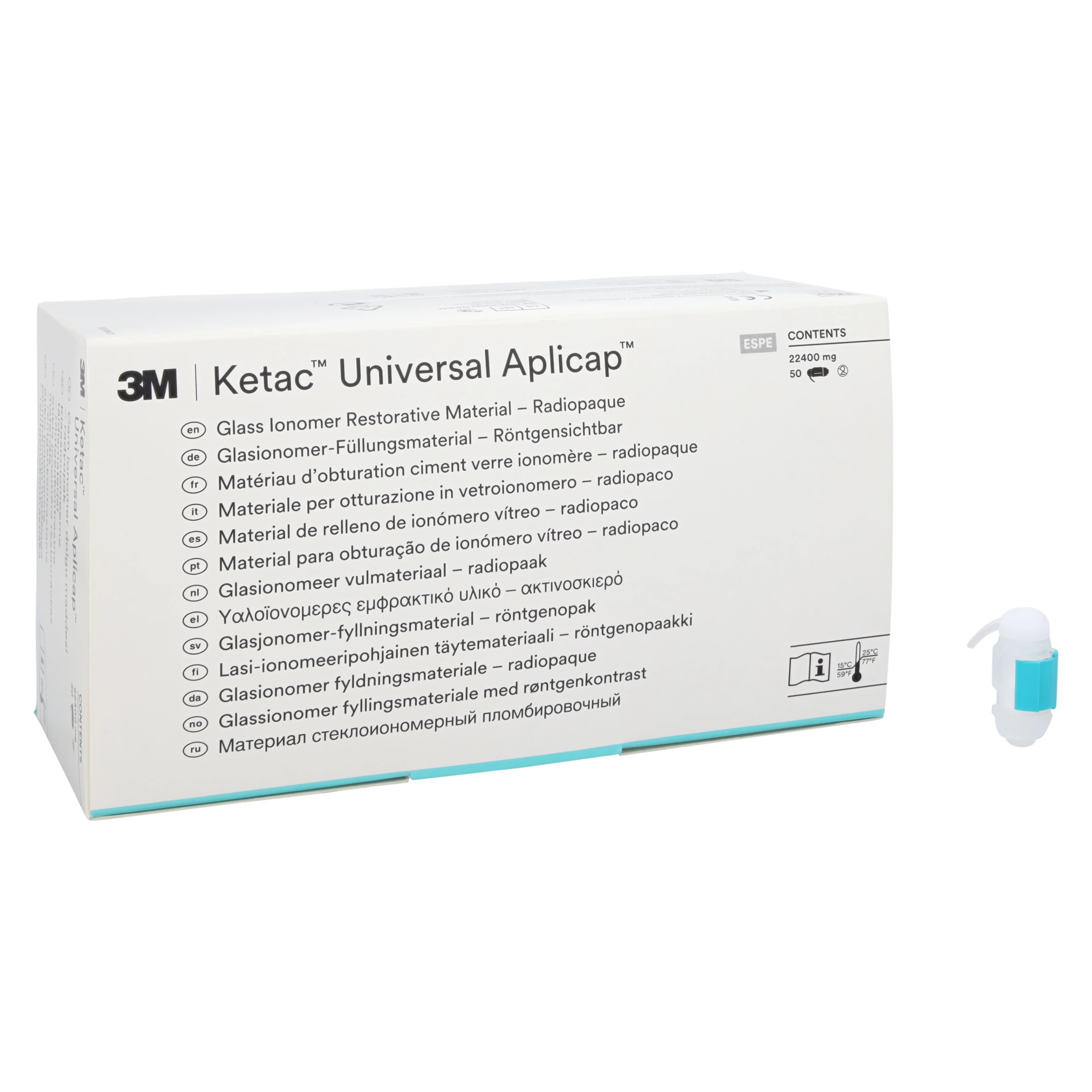 Ketac Universal Aplicap Glass Ionomer Restorative, Assorted Shades (White, A2, A3), 50 Capsules/Box, 61085 - Ketac Universal Aplicap Glass Ionomer Restorative Assorted Shade Refills - Image 1