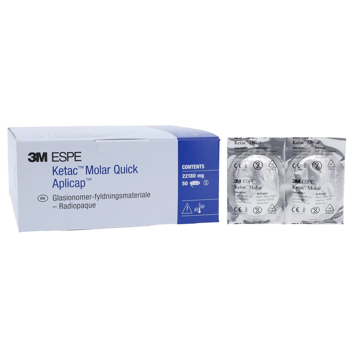 3M (Solventum) Ketac Molar Quick Aplicap Glass Ionomer Restorative, Shade A3, Refill, 50 Capsules, 56364 - Ketac Molar Quick Aplicap Glass Ionomer Restorative Shade A3 Refill 50Pk - Image 1