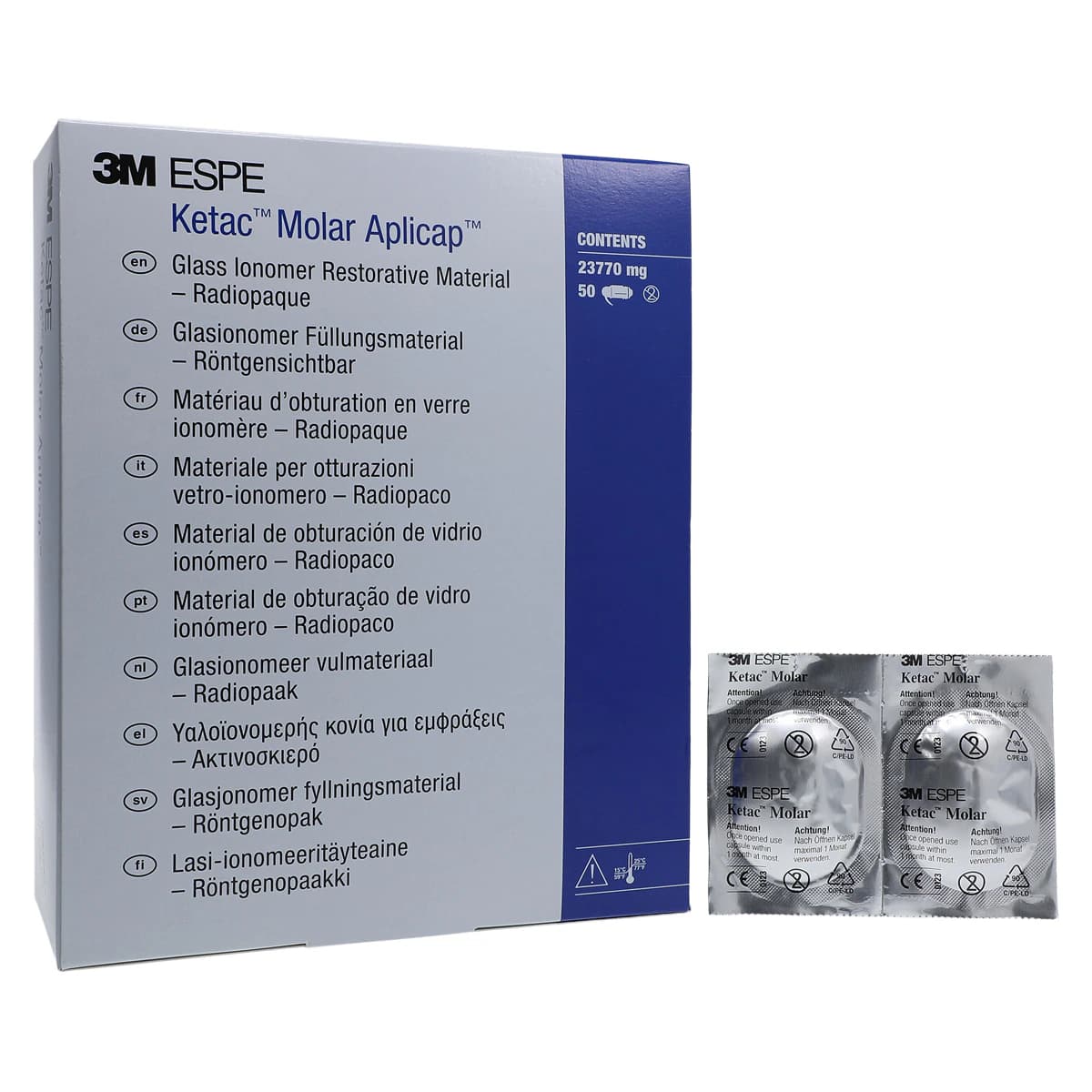 3M Ketac Molar Aplicap Glass Ionomer Restorative, Shade A3, Self-Cure, Capsule Refill, 50/Pk, 56420 - Ketac Molar Aplicap Glass Ionomer Restorative Shade A3 Refill 50Pk - Image 1