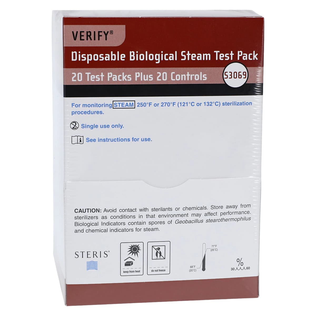 Steris Verify Biological Indicator Steam Test Pack, 24 Hour, 20 Tests/Box - Verify Steam Test 20 Tests/20 - Image 1