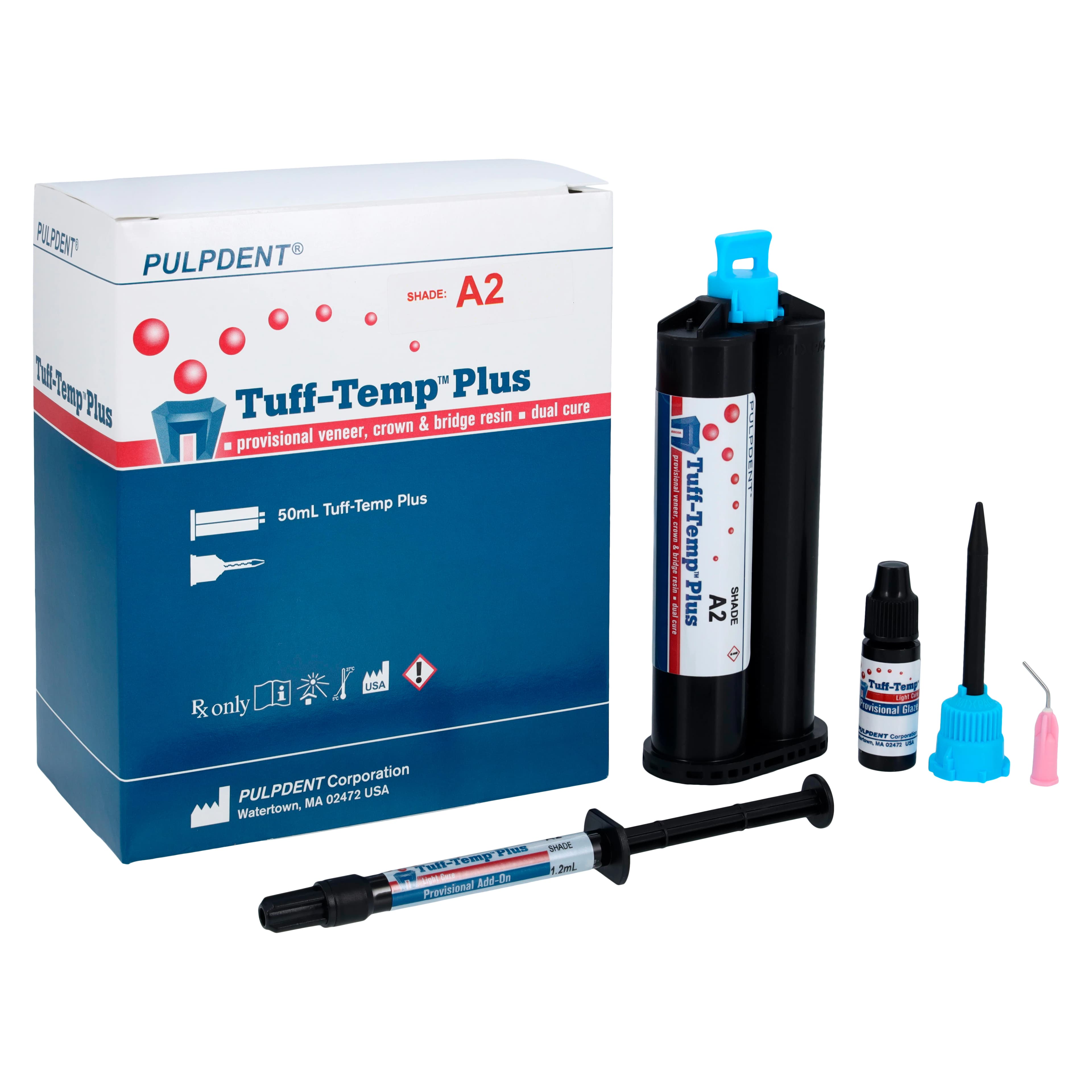 Pulpdent Tuff-Temp Plus Provisional Crown & Bridge Resin, Automix Cartridge Kit, Shade A2, 50 mL, TTPA2 - Tuff-Temp Plus, Automix Cartridge, 50 ml, A2, 1/Pk, TTPA2 - Image 1