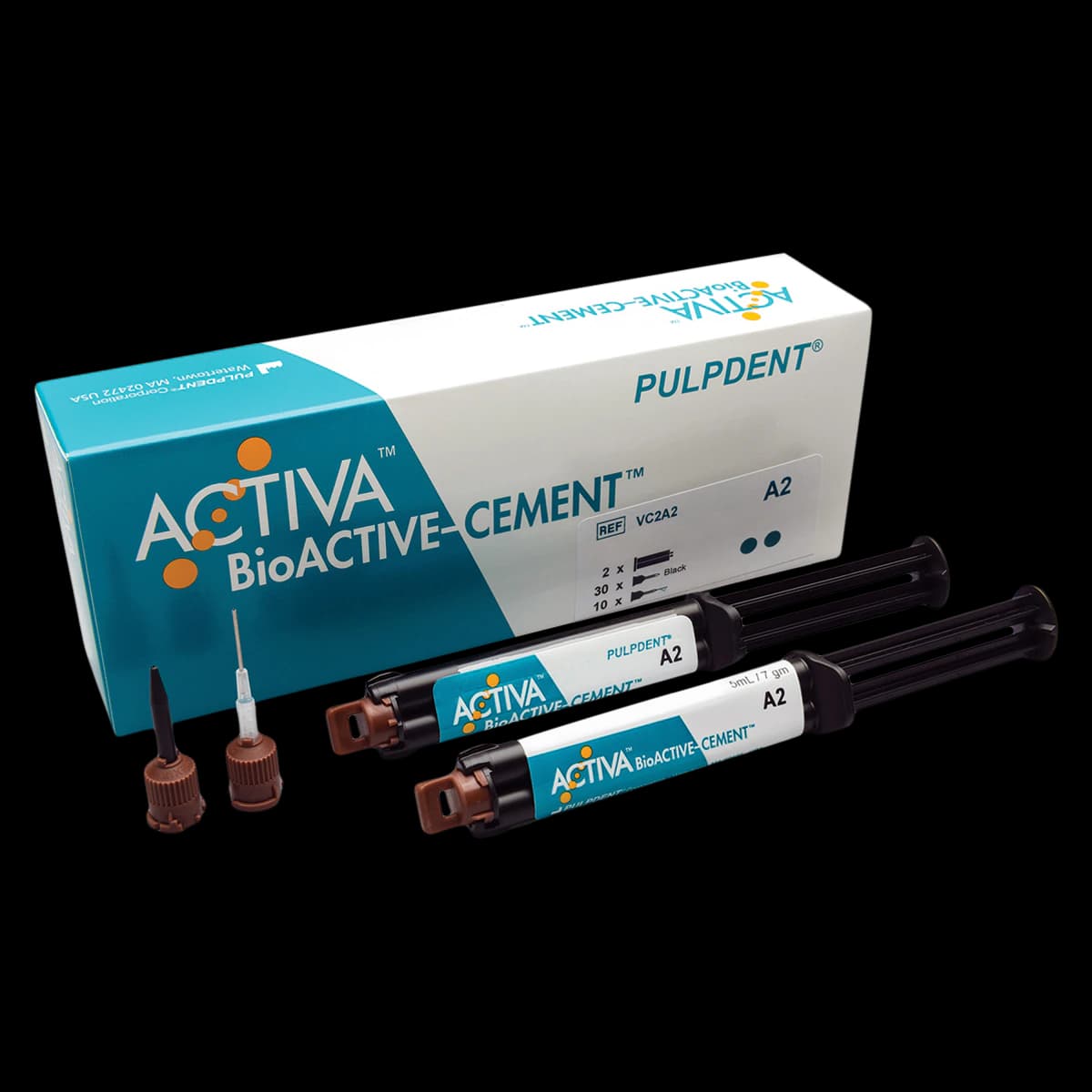 ACTIVA BioActive Cement Value Pack, A2 Opaque, 2 x 5 mL/7 g Syringes, 40 Automix Tips, VC2A2 - ACTIVA BioActive Cement, Value Pack, A2 Shade, 2/Pk, VC2A2 - Image 1