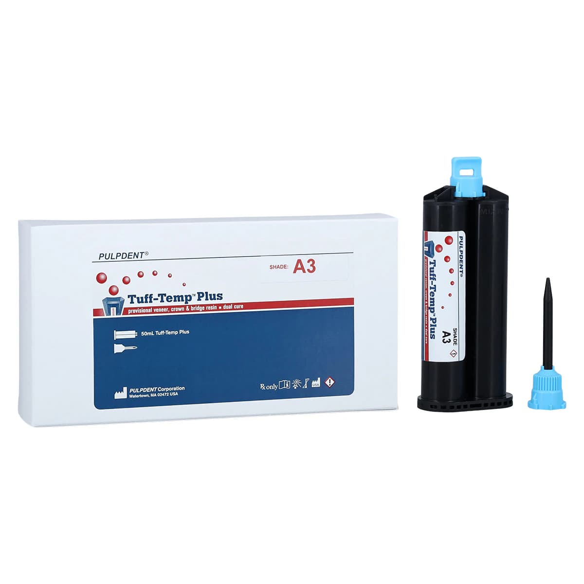 Pulpdent Tuff-Temp Plus Automix Cartridge Refill, Shade A3, 50mL, with 10 Mix Tips, TTP50A3 - Cartridge Refill, A3, TTP50A3 - Image 1