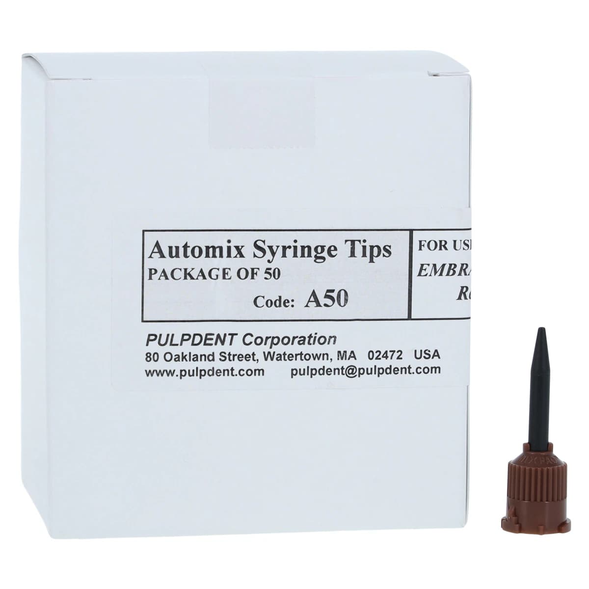 Pulpdent Automix Syringe Tips, Tapered, Brown, 5 ml, 50/Box, A50 - Automix Syringe Tips, 5 ml, 50/Box, A50 - Image 1