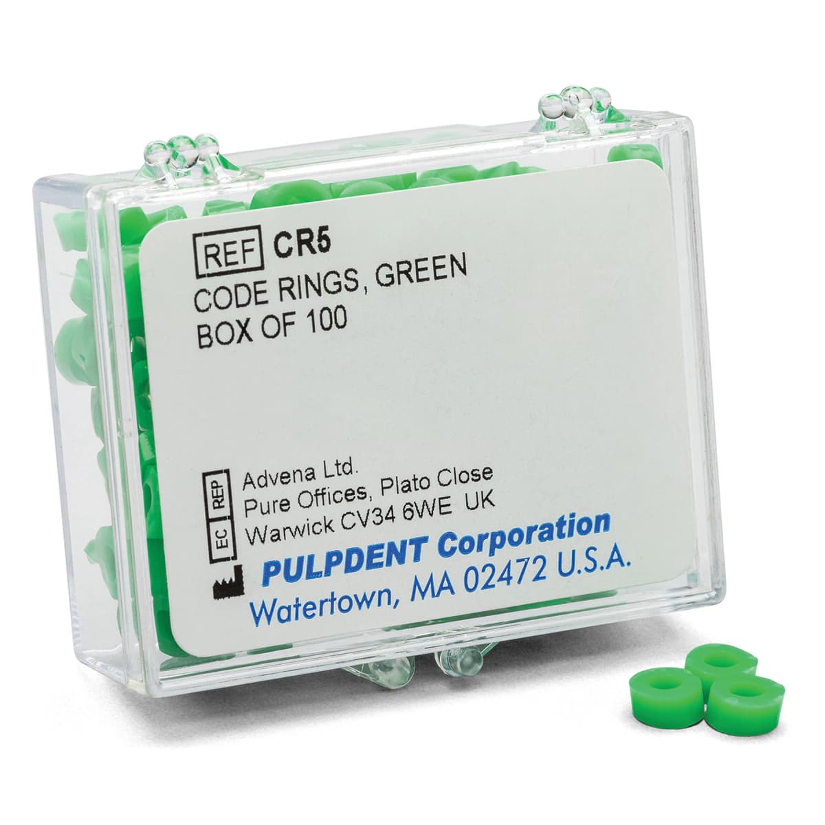 Pulpdent Silicone Code Rings, Standard, 1/8" x 1/8", Green, 100/Pk, CR5 - Silicone Code Rings, Standard, 1/8" x 1/8", Green, 100/Pk, CR5 - Image 1