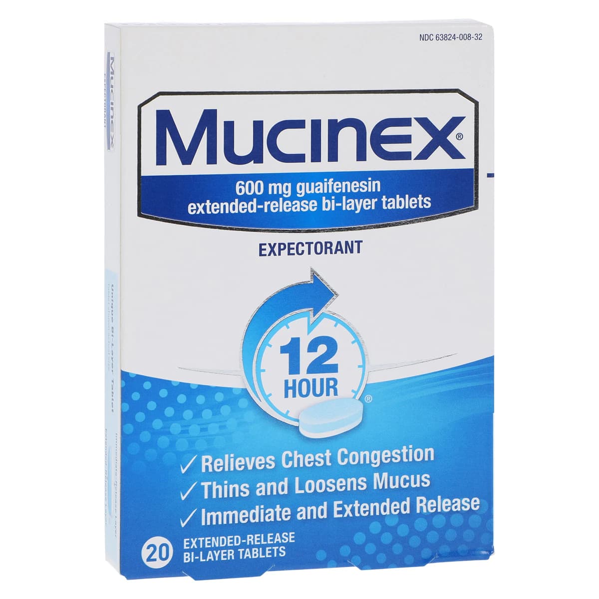 Mucinex Expectorant ER Tablets, 600mg Extended Release, 20/Box - Mucinex Expectorant ER Tablets - Image 1
