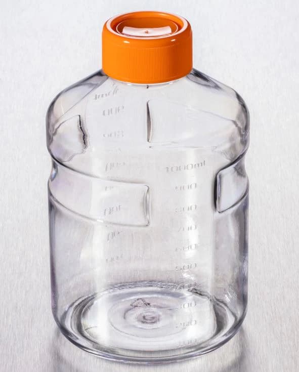 Corning 1000mL Polystyrene Sterile Disposable Bottle with 45mm Plug Seal Cap, Easy-Grip Style, 24/Case - Bottles Disposable Steril - Image 1