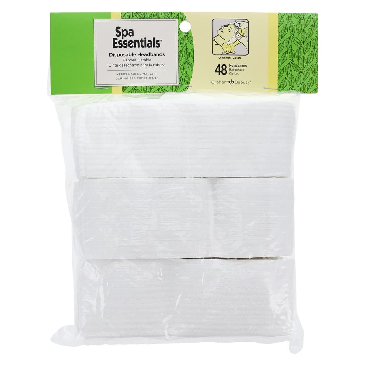 SpaEssentials Disposable Spa Headband, Lycra, White, One Size, 48/Package - Headband SpaEssentials Disp Wh - Image 1