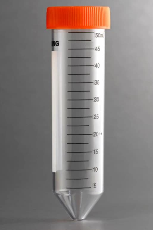 Corning Lifesciences Centrifuge Tube, PET, 50mL, Graduated, Clear, Screw Cap, Conical Bottom, Sterile, Disposable, Racked, 500/Case - Tube Centrifuge PET Strl 50mL - Image 1