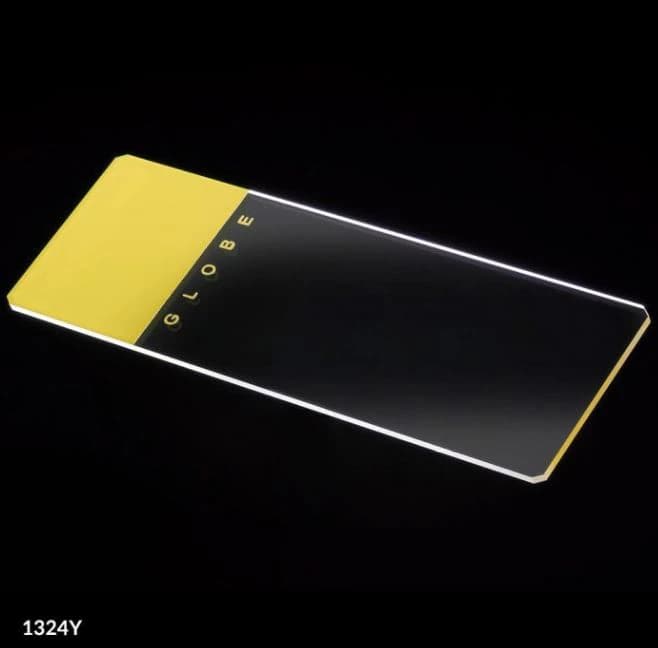 Globe Scientific Frosted Microscope Slides, Yellow, 25x75x1mm, Ground Edges/Safety Corners, 20 Boxes/Case - Slide Frosted Yellow 25x75x1mm - Image 1