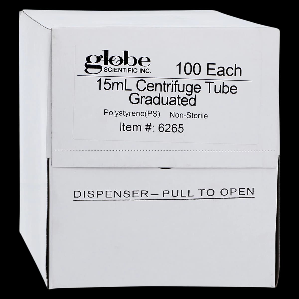 Globe Scientific Centrifuge Tube, Polystyrene, 15mL, 17x120mm, Clear, No Closure, Non-Sterile, Disposable, 100/Box - Tube Centrifuge PS 15mL - Image 1