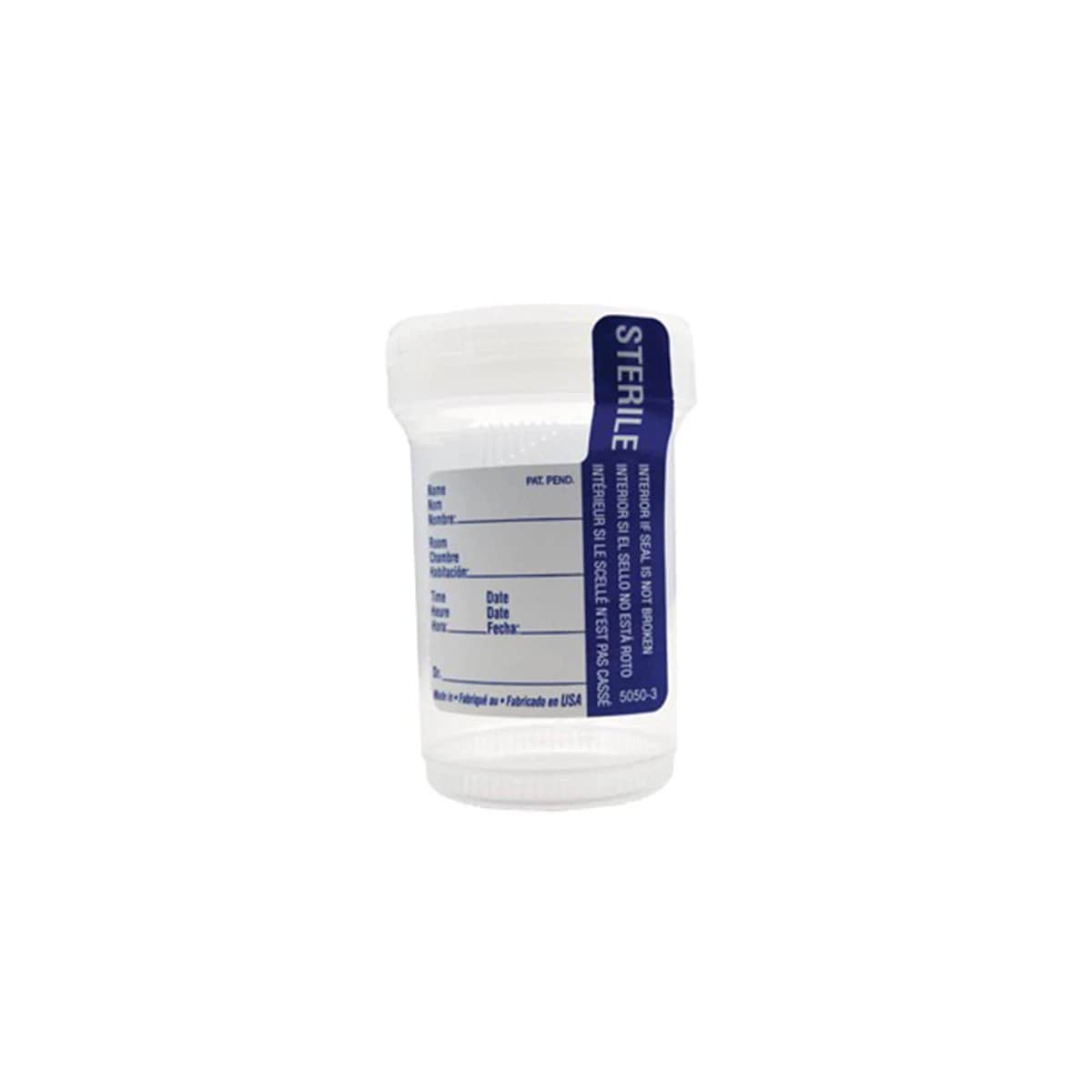 Partner Medical Specimen Container, 90mL, Sterile, White Cap, 400/Case - Spcimn Cont 90mLx48mm Lbl Ster - Image 1