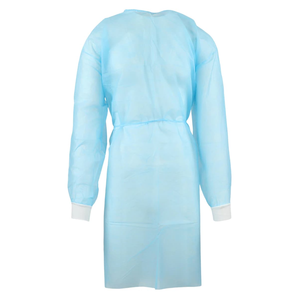 Maytex Isolation Gown, Blue, Knit Cuff, 25 g, One Size, 50/Pack, 7010BC - Isolation Gowns - Knitted Cuff - Blue - Image 1