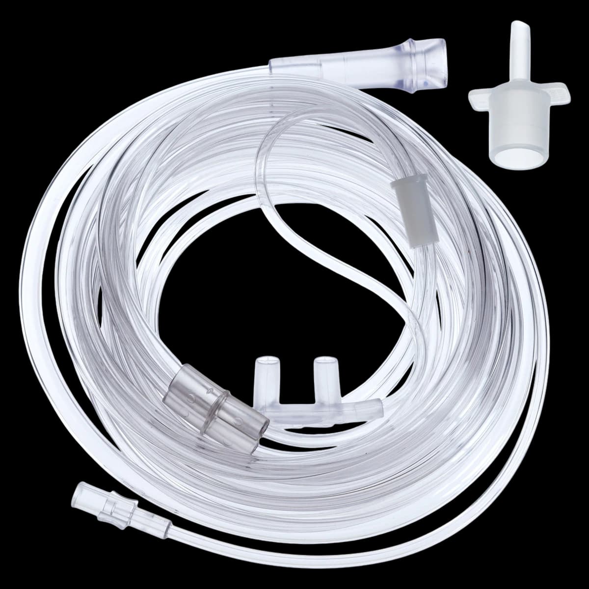 Hudson Respiratory Care Cannula Softech Bi-Flo, etCO2 Sampling, Adult Male Luer, 7' O2 Tubing/7' CO2 Sample Line, Disposable, Individually Wrapped, 25/Case - Cannula Softech-bi-flo - Image 1