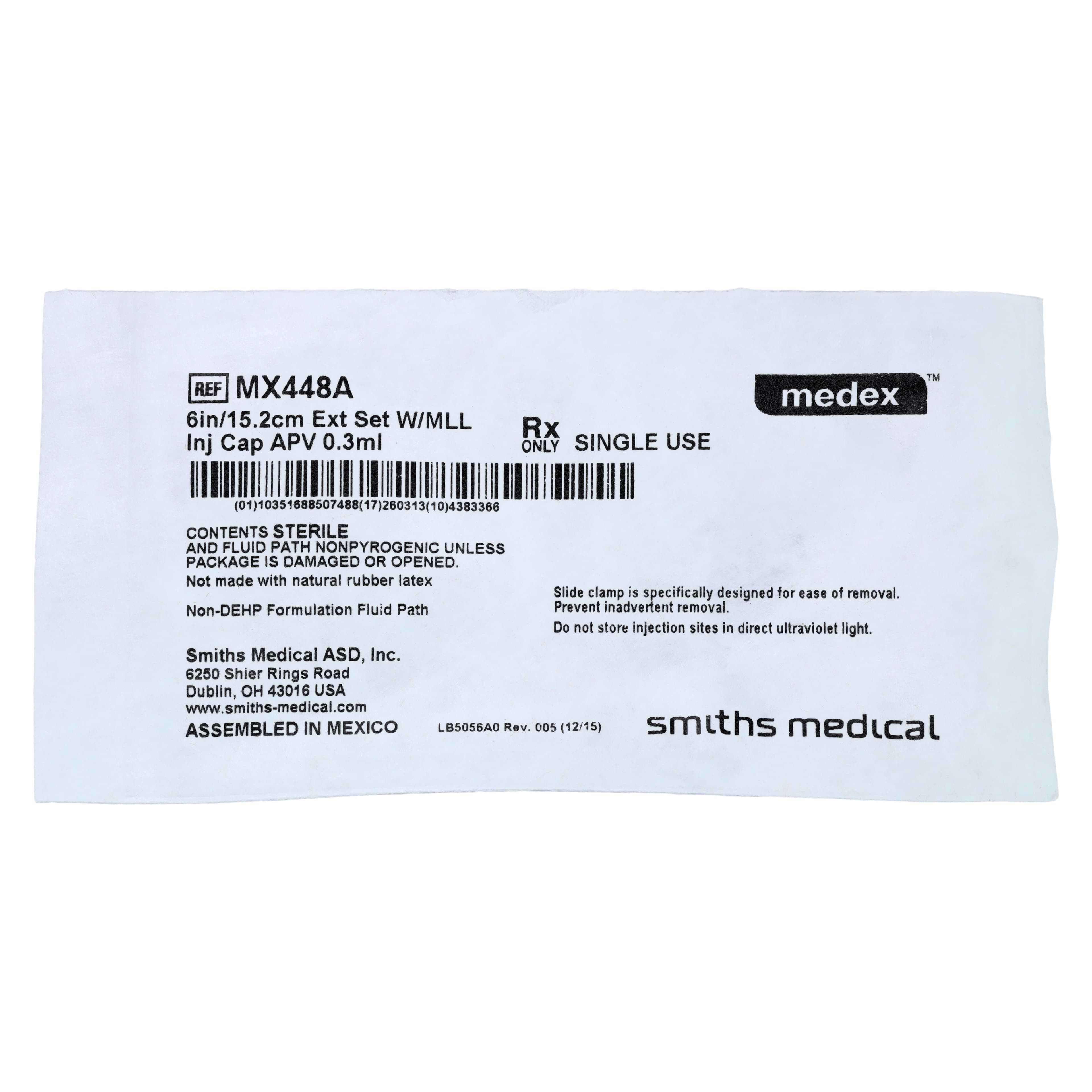 Medex IV Extension Set with Detachable Injection Site, 7" Male Luer Lock Adapter, Priming Volume 0.3 mL, Blue Slide Clamp, Non-DEHP, Sterile, 50/Case - Extension Set W/ Male Ll - Image 1