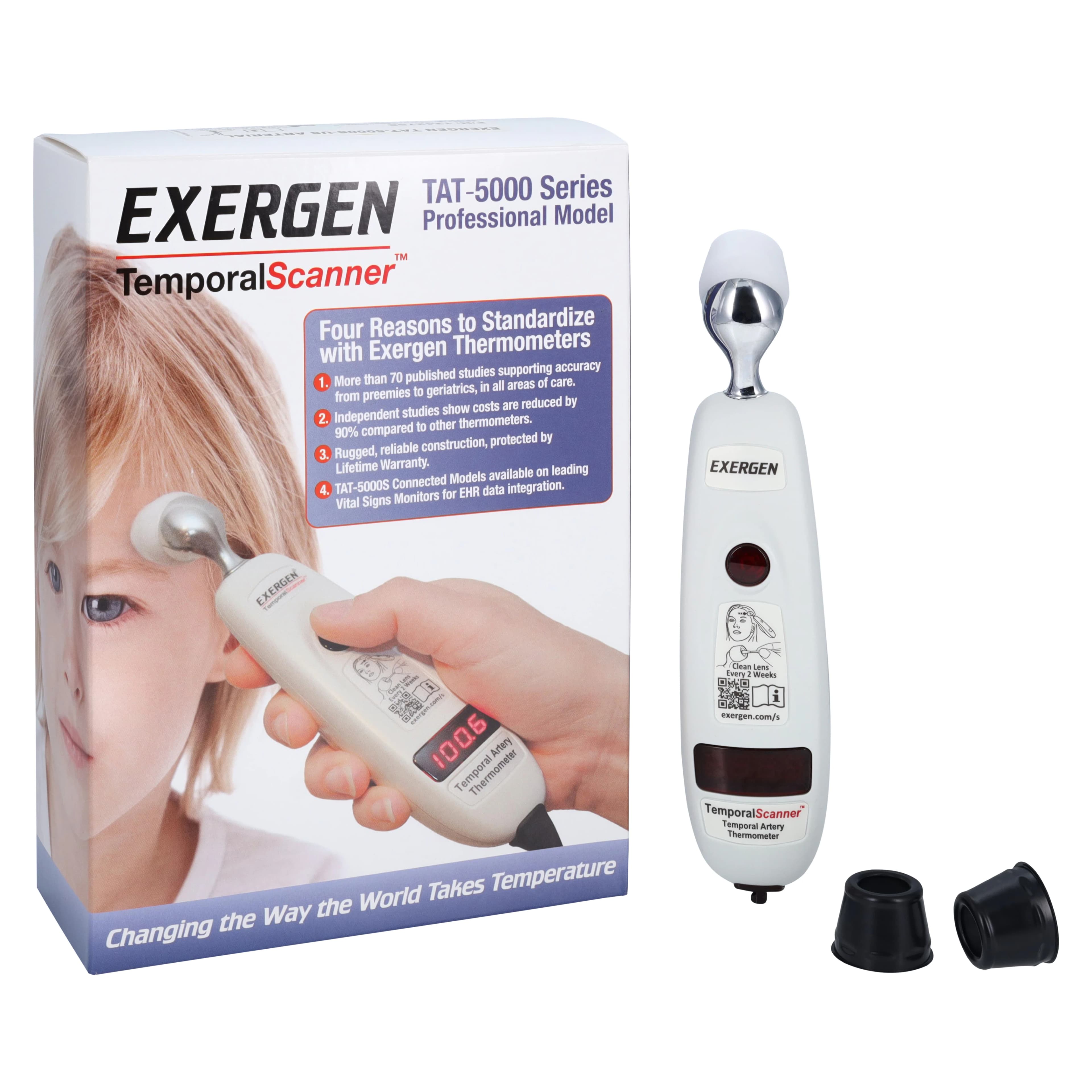 Exergen TAT 5000S Temporal Thermometer Scanner, Reusable, Dual Scale, Alkaline Battery - TAT 5000S Temp Scanner - Image 1