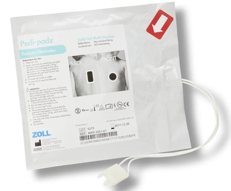 Zoll Medical Pedi-Padz Pediatric Multi-Function Defibrillation/Resuscitation Electrodes, Solid Polymer Hydrogel, White, 6 Pairs/Case - Pedi-Padz Electrode Multi- - Image 1