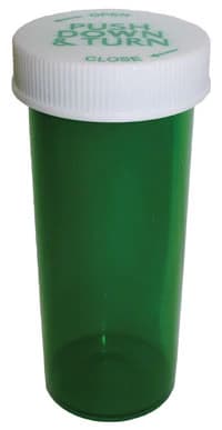Clarke Container Medicine Vial, 20 Dram, Green, Child-Resistant Push & Turn Cap, Reusable, Non-Sterile, 360/Case - Vial Push&Turn Child Resistant - Image 1