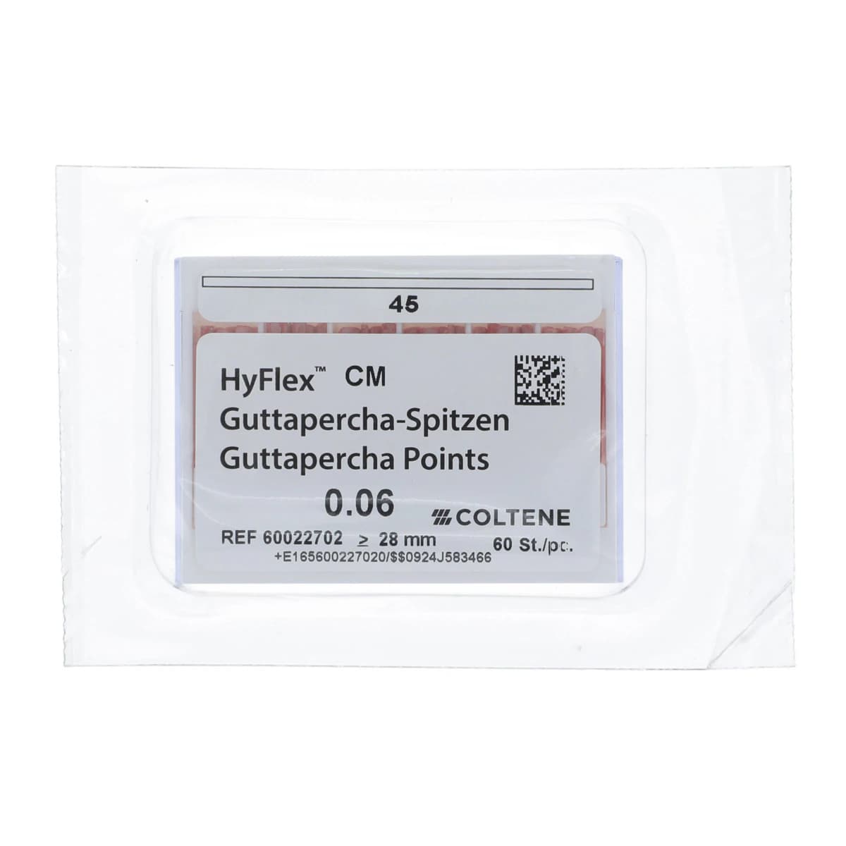 HyFlex CM Gutta Percha Points, .06 Taper, ISO #45, White, 60/Pk, 60022702 - HyFlex CM, Gutta Percha Points, .06, # 45, White, 60/Pk, 60022702 - Image 1