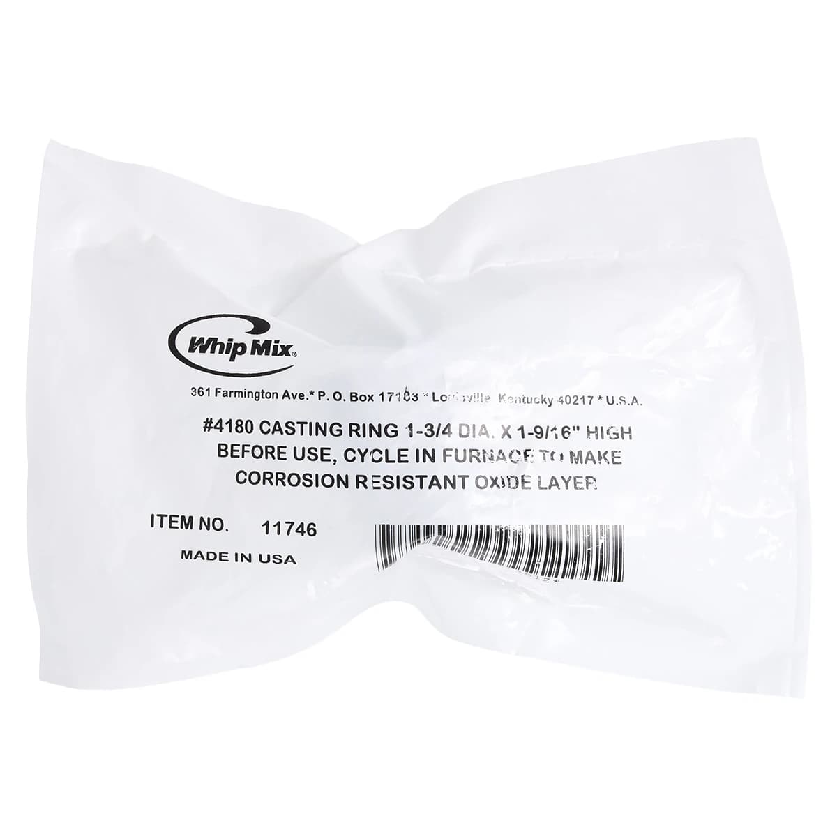 Whip Mix Casting Ring #4180, 1-3/4" Diameter x 1-9/16" Height, Stainless Steel - Casting Rings #4180 1-3/4" x 1-9/16" - Image 1