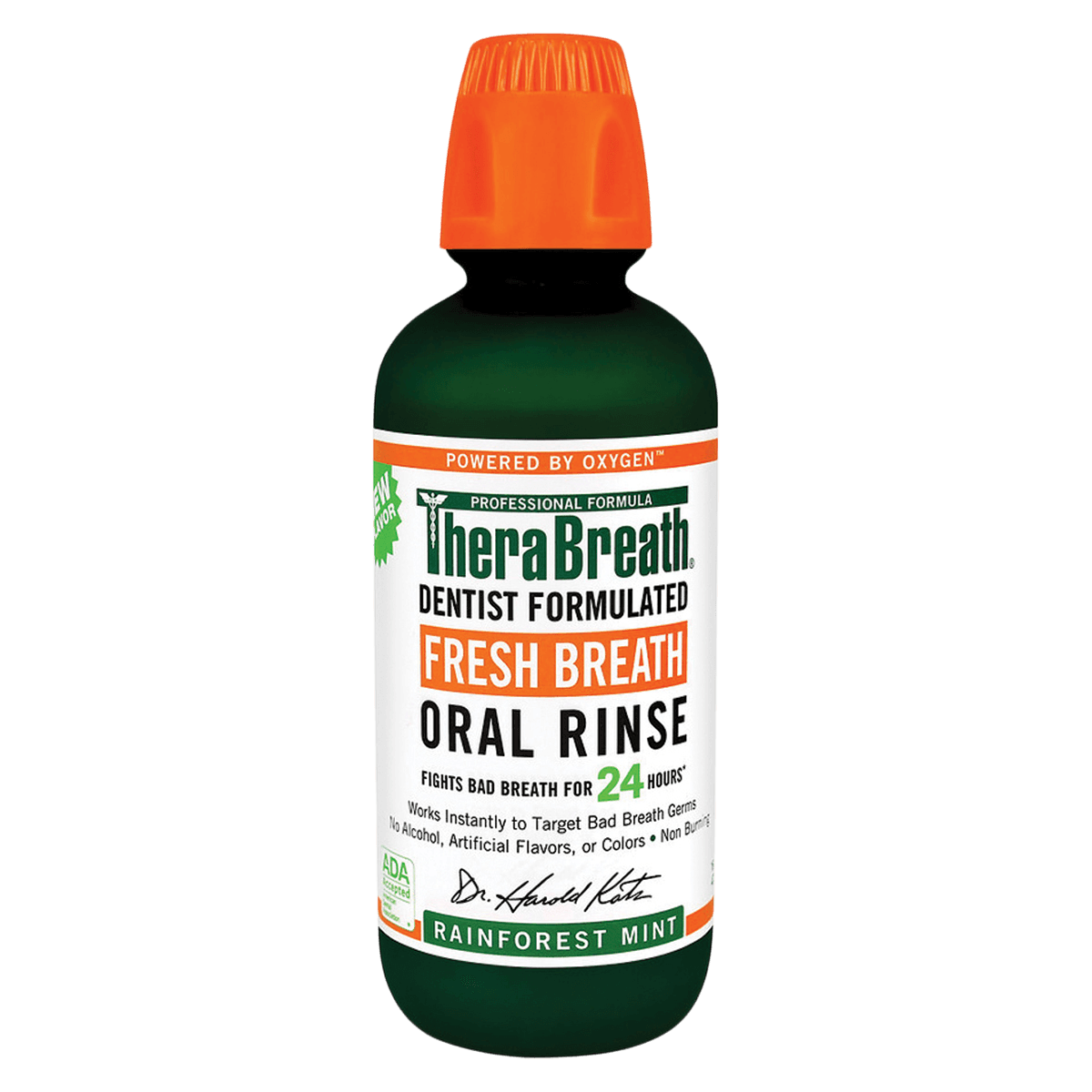 TheraBreath Rainforest Mint Oral Rinse, Alcohol-Free, 16 oz, 3/Pack - TheraBreath Oral Rinse 16oz - Image 1