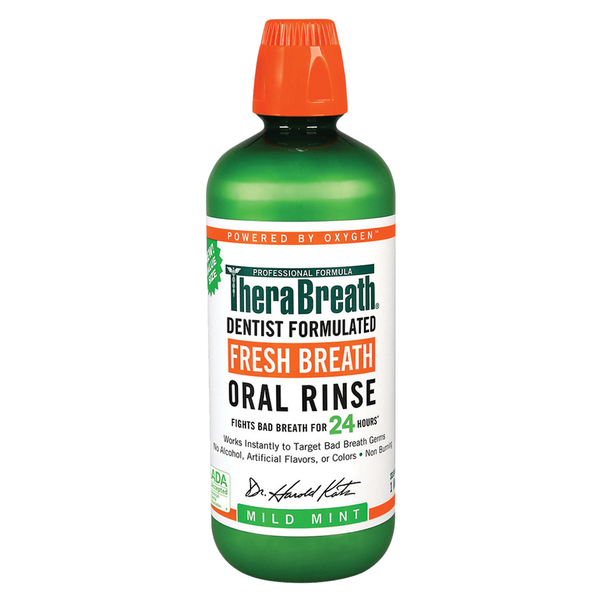 TheraBreath Mild Mint Oral Rinse, Alcohol Free, 1 Liter (2/Pack) - TheraBreath Oral Rinse 1 Liter - Image 1