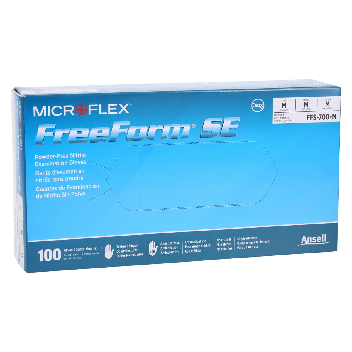 FreeForm SE Supersoft Nitrile Exam Gloves, Powder Free, Non-Sterile, Medium, Blue, 100/Box, FFS-700-M - FreeForm® SE Supersoft Nitrile Gloves, 100/Box - Medium - Image 1