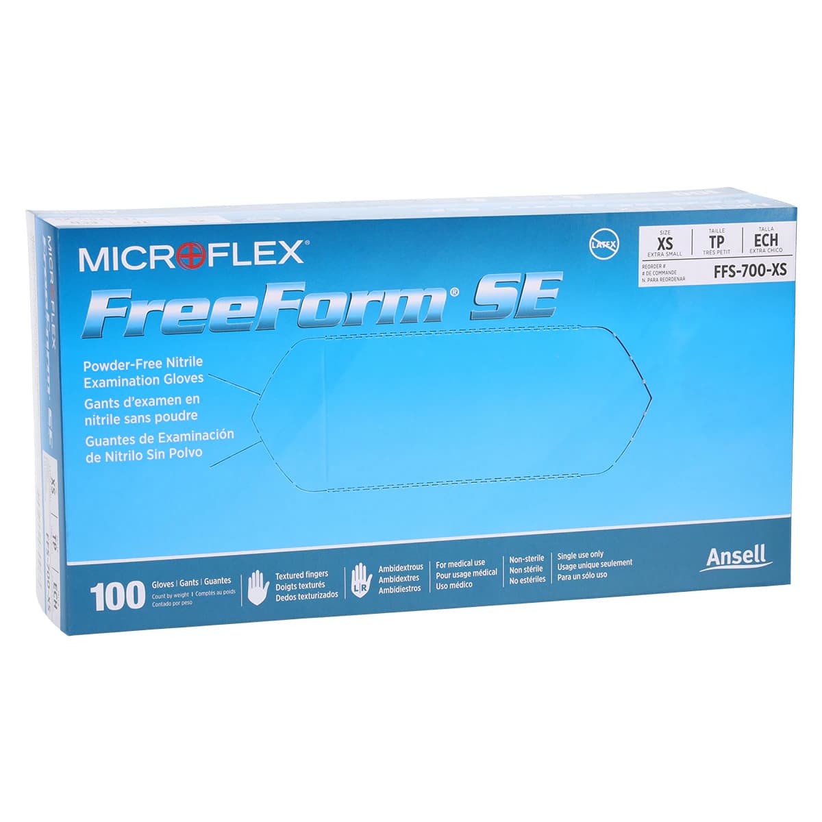 Microflex FreeForm SE Nitrile Exam Gloves, Powder Free, Non-Sterile, Extra Small, Blue, 100/Box, FFS-700-XS - FreeForm® SE Supersoft Nitrile Gloves, 100/Box - Extra Small - Image 1