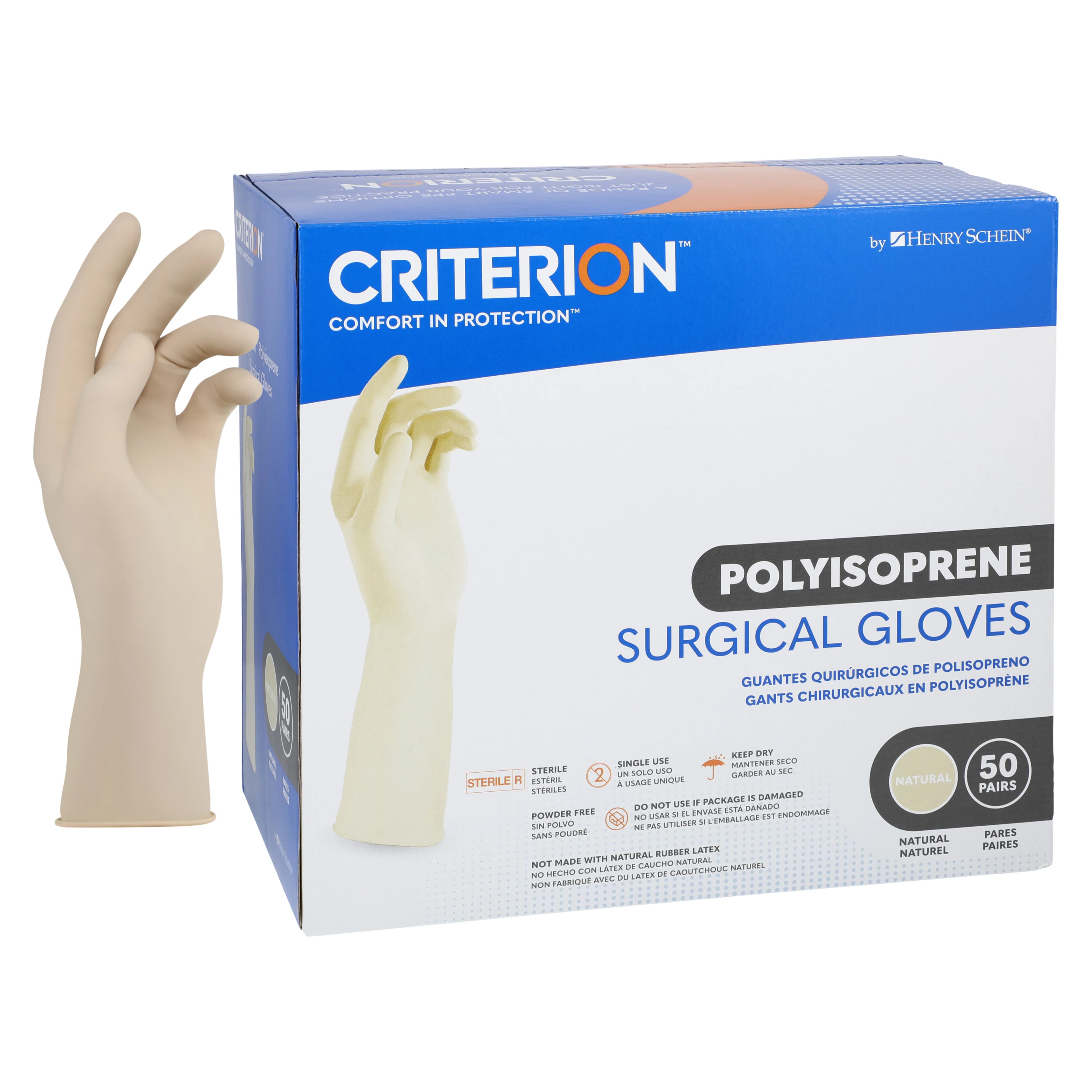 Criterion Polyisoprene Surgical Gloves, Sterile, Powder-Free, Size 6, Natural, 50 Pairs/Box - Criterion Polyisoprene Surgical Gloves - Image 1