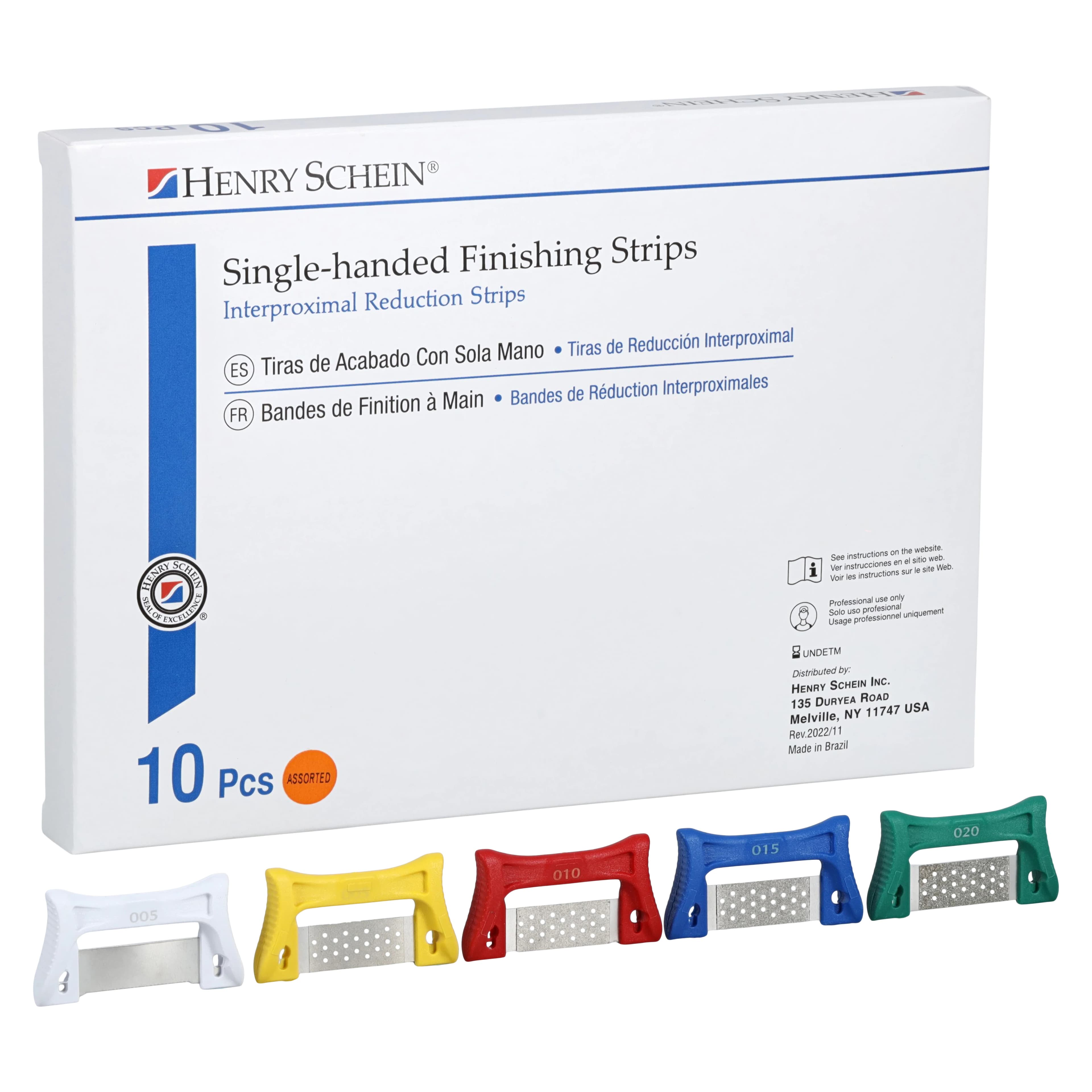 Single-Sided Finishing & Polishing Strips, Serrated Stainless Steel, Assorted, Autoclavable, 10/Pk - Single-Sided Finishing & Polishing Strips - Image 1