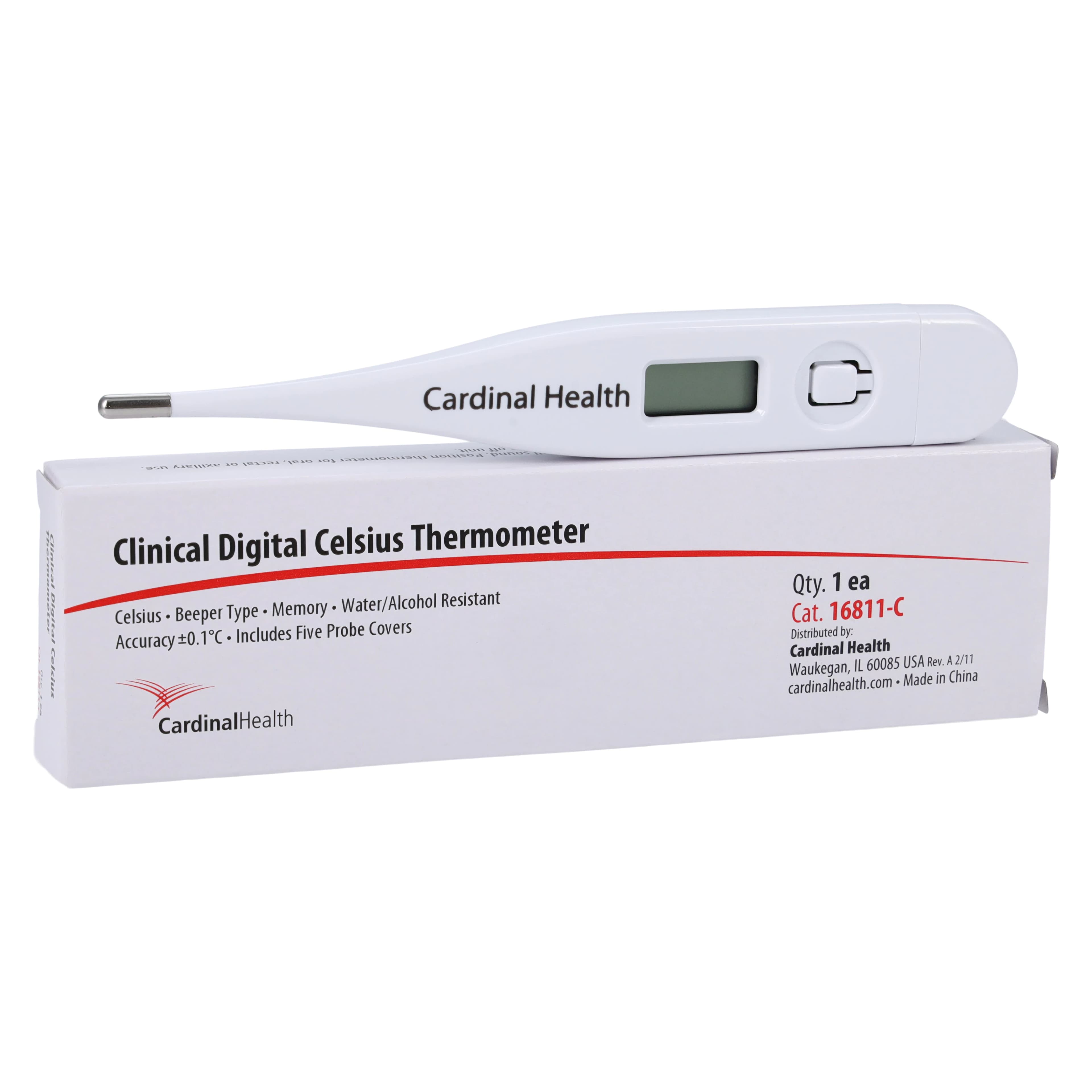 Cardinal Health Clinical Oral Thermometer, Celsius, 12/Box - Thermometer Oral Celcius Clin - Image 1