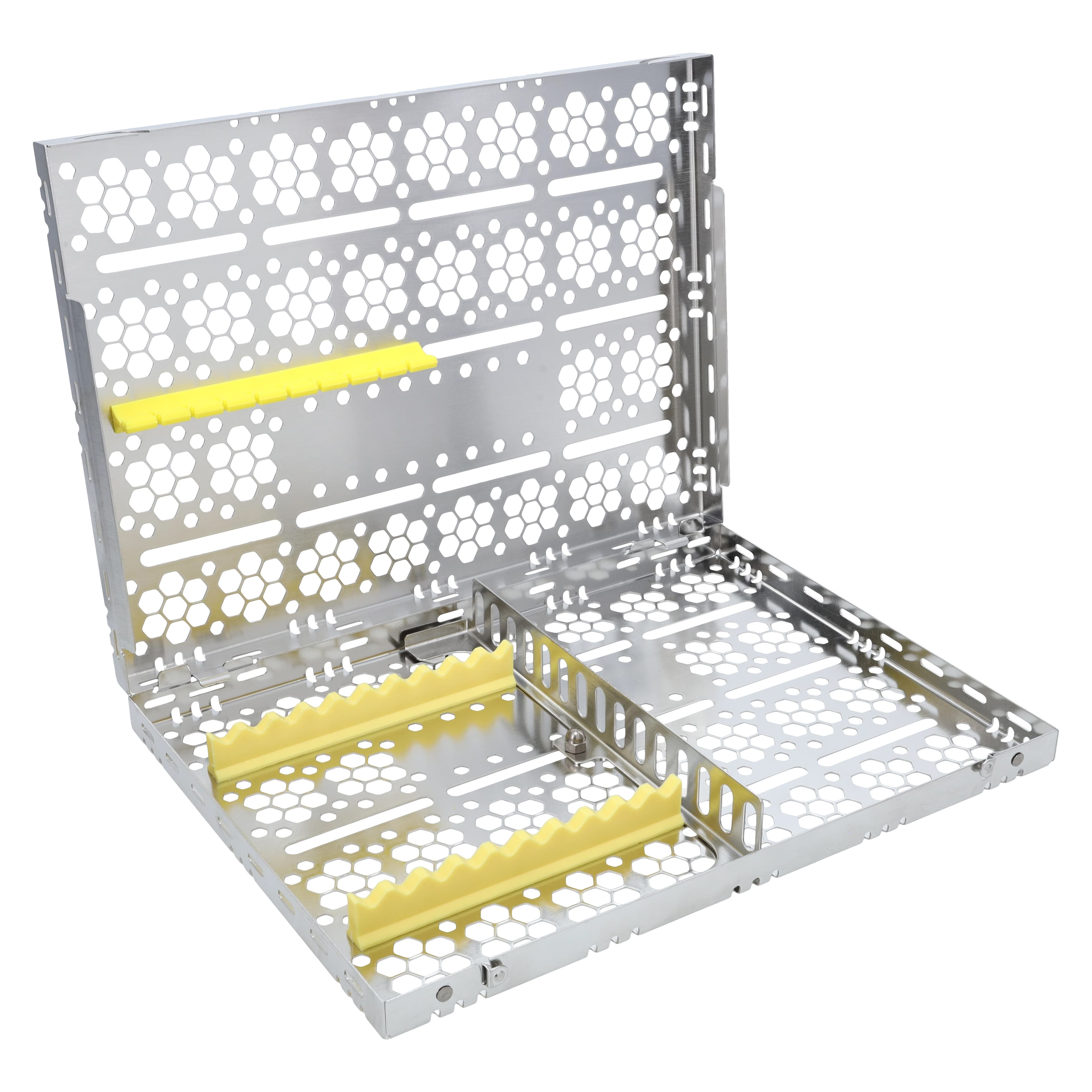 Nordent Cassette Single Sided Large Stainless Steel 10 Instruments with Divider, Yellow, 8 in x 11 in x 1.25 in, CH3-10D4 - Cassette Large SS 10 Inst - Image 1